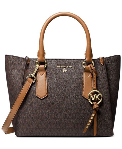 kris small logo satchel michael kors|Amazon.com: Michael Kors Kris Small Satchel (brown signature).